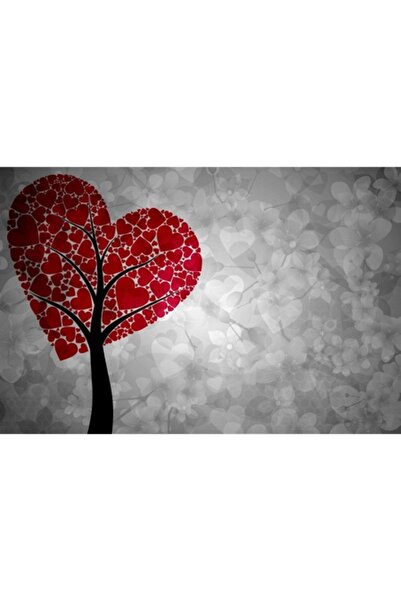 GRELYS PRINT Tablou Canvas, Abstract, Inimi, Copac, 90 x 60 cm, Rama lemn, Mu...