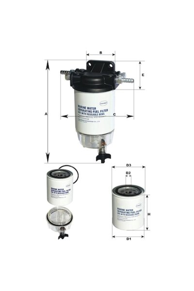 GFN Filtru separator apă-combustibil cu suport din aluminiu, conectori de 10 ...