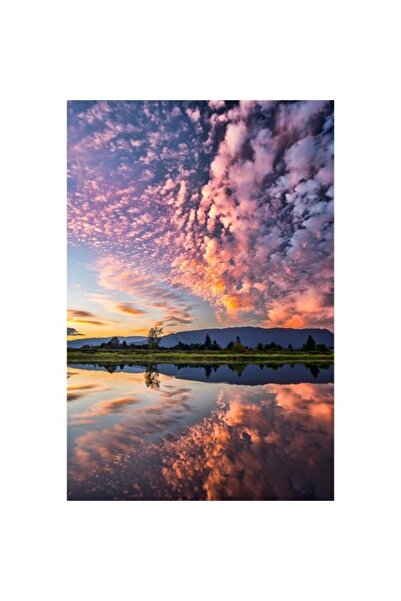 GRELYS PRINT Tablou Canvas, Nuante in flacari, 60 x 90 cm, Rama lemn, Multicolor