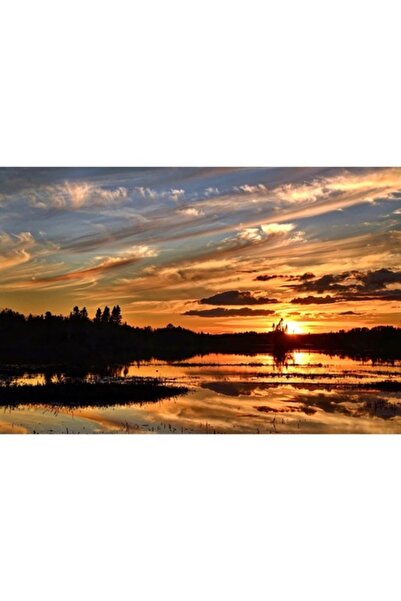 GRELYS PRINT Pictură pe pânză, Nori, Apus de soare, 80 x 50 cm, Ramă din lemn...