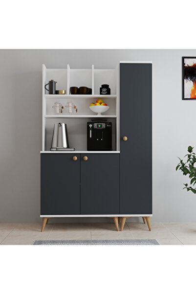 FERNISO Modern Ahşap Tasarım Dolaplı Kahve Köşesi