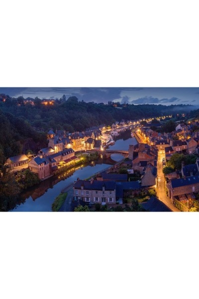 GRELYS PRINT Pictură pe pânză, Oraș pe râu, 80 x 50 cm, Ramă din lemn, Multic...