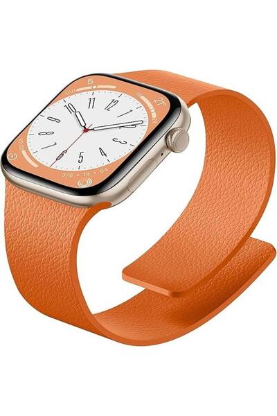 Alstrap Apple Watch 11-10 46mm 9 8 7 45mm Se 6 5 4 44 Ultra 49mm Compatible Magnetic Silicone Leather Textured Band