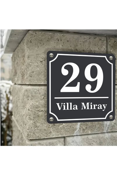 zafrakreklam DUVAR - KAPI - MÜLK - APARTMAN - VİLLA - NUMARASI İSİMLİK 20X20 CM KİŞİYE ÖZEL