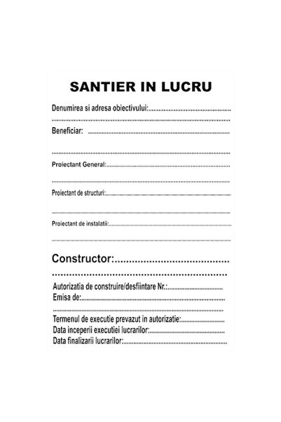 GRELYS PRINT Panou Santier Banner 90 x 60 cm, inclus marker permanent