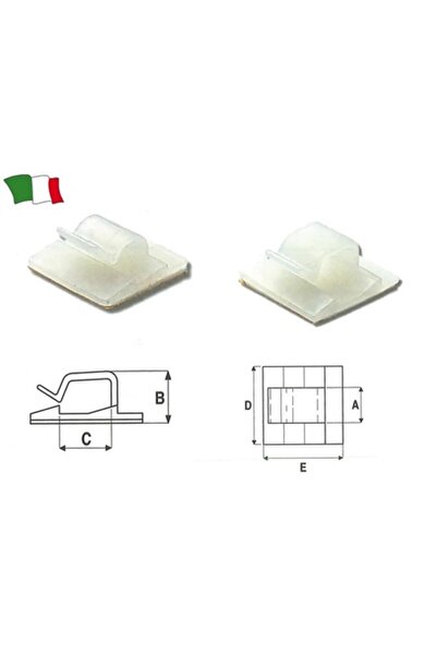 GFN Rubber adhesive base for fixing cables, diameter A 12.3mm B 12mm C 12mm D 26mm E 26mm