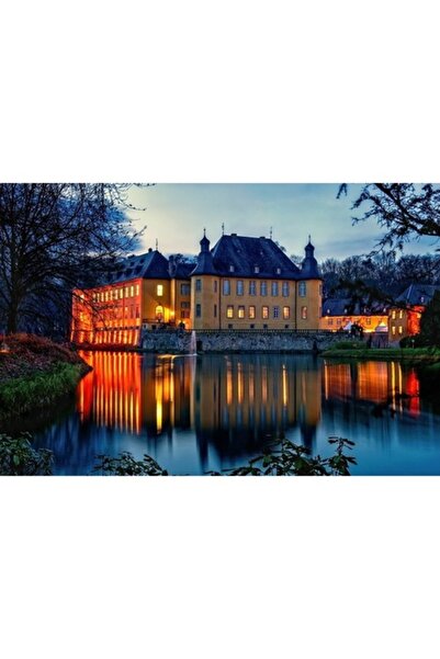 GRELYS PRINT Tablou Canvas, Reflexie de lumini pe apa, 60 x 40 cm, Rama lemn,...