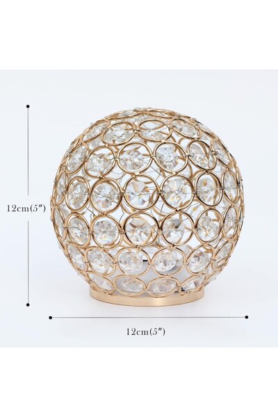 Utopia Crystal Globe with LEDs, 12 cm diameter, metal, gold