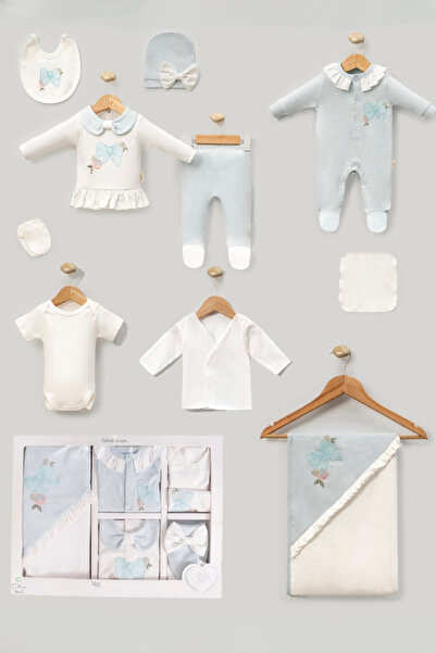 Cherub Baby Bow Embroidered Newborn Baby Girl 10 Piece Hospital Release Bodysuit Set Baby Outfit
