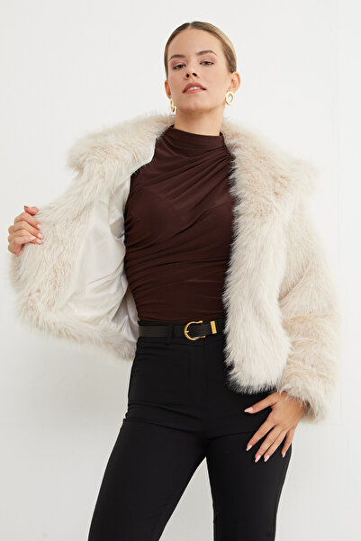 Fulla Moda Jachetă din blană artificială cu guler șal