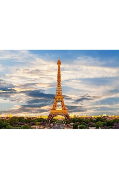 GRELYS PRINT Pictură pe pânză, Oraș, Clădiri, Lumini, Paris, Turnul Eiffel 90 x 60 cm, Ramă din lemn, Multicolor