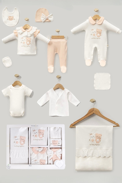 Cherub Baby Brother Teddy Bear Newborn Baby Girl 10-Piece Hospital Discharge Bodysuit Set Baby Outfit
