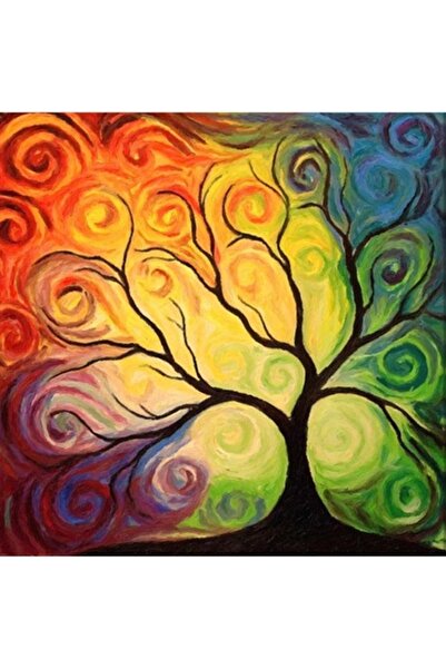 GRELYS PRINT Pictură pe pânză, Copac, Stilizat, Culori, 70 x 70 cm, Ramă din ...