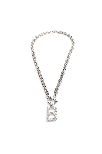 ElectraStore Colier Spectaculos Cu Zale Mari Cu Pandantiv Literă