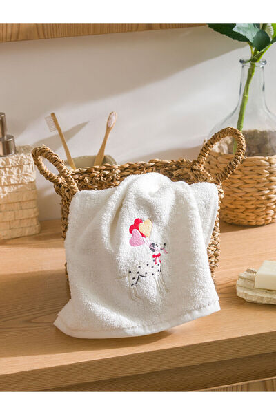 LC Waikiki Ecru Floral Embroidered Cotton Face Towel 50X80 cm