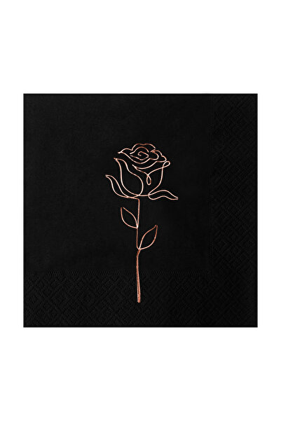 Story مناديل ورقية سوداء اللون مقاس 33×33 سم بنقش الورد، عبوة من 16 قطعة