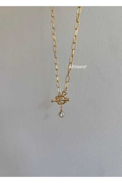 aksesuaris 2 Kullanımlı Zirkon Taşlı Dekolte Y Kolye