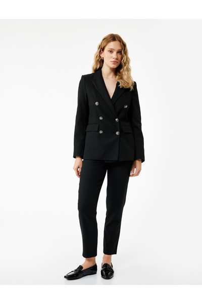 Koton Regular Fit High Waist Cigarette Fabric Trousers