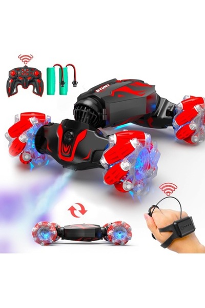 BEZGAR Remote-Controlled Car for Kids, 4x4 Drive, LED Lighting, Red