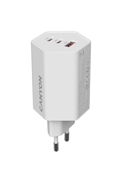 CANYON Adaptor de alimentare CND-CHAHEX65W, 65 W, 2x USB Tip-C, USB-A Alb