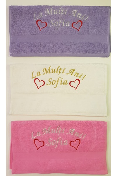 Casafun Gift towel with name embroidery; "Happy Birthday Sofia", Cotton, 44 x 84 cm