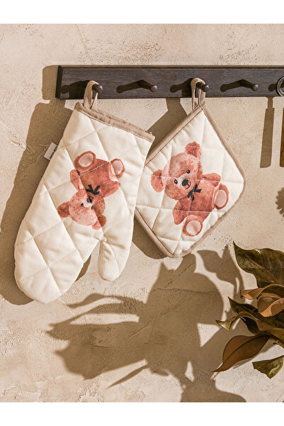 LC Waikiki Karişik Ayı Baskılı Fırın Eldiveni ve Tutaç