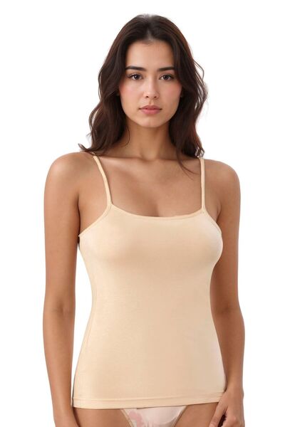 QKK Women's Cotton Lycra String Strap Combed Cotton 2-Piece Undershirt Q6K0K1T8Ka
