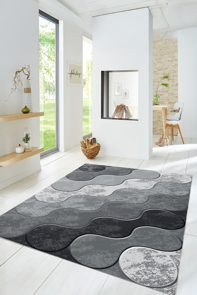 krm dünya ürünleri Puzzle Desenli Modern Yıkanabilir Salon Halısı