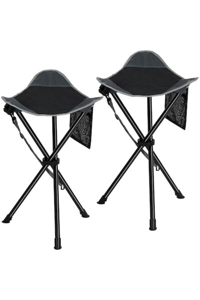 REDCAMP Set de 2 scaune de camping pliabile cu trepied și spațiu de depozitar...