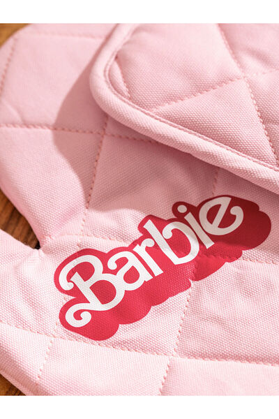 LC Waikiki Pembe Barbie Baskılı Fırın Eldiveni ve Tutaç