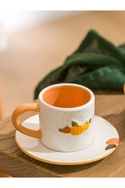 LC Waikiki Create Your Style from Uzg Store |   Pumpkin Printed Ceramic Coffee Cup Set for 2 People 100 ml