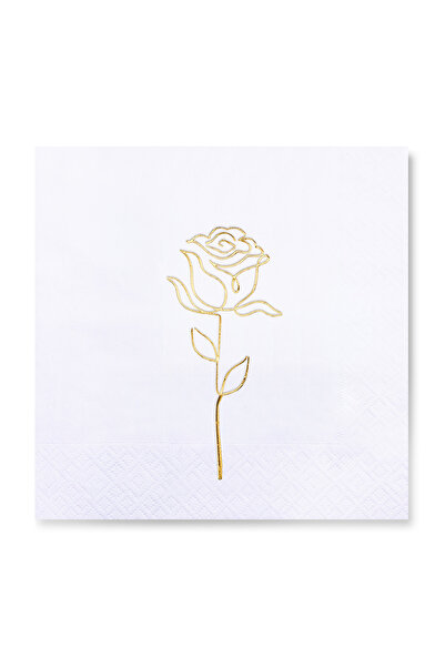 Story مناديل ورقية بيضاء اللون مقاس 33 × 33 سم منقوشة على شكل ورقة شجر ذهبية ...