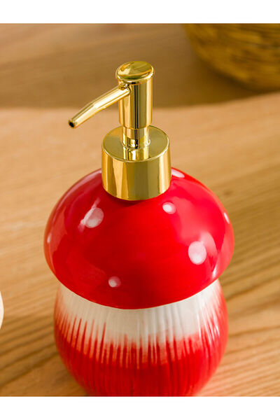 LC Waikiki Ceramic Liquid Soap Dispenser with Red Mushroom Figure