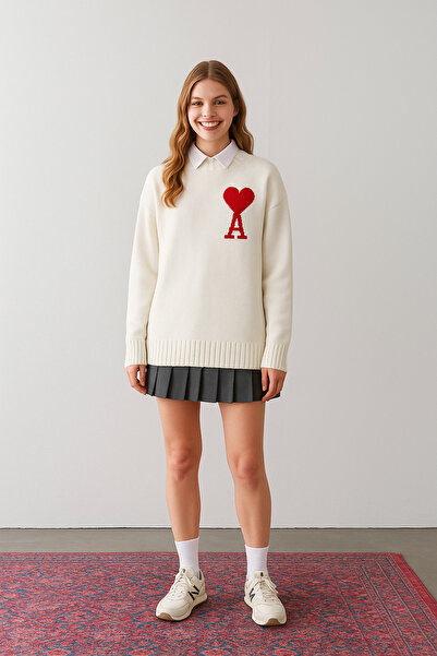 Wega Moda Pulover tricotat cu decolteu cu inimă - confortabil și elegant |   Tricotaje de calitate |   Pulover Trend, Pulover din tricot