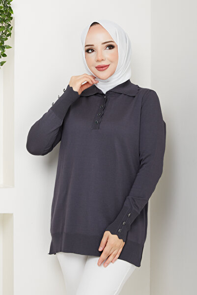 Pamuk Butik Γυναικείο Πλεκτό Μερσεριζέ με Λεπτομέρεια Πέτρας