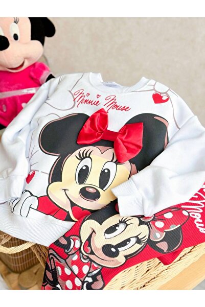 anonim Girl's Cotton Red Minnie Themed Set - Bow T-Shirt and Leggings