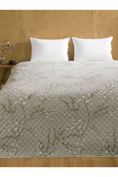 LC Waikiki Gray Floral Double Bedspread 200X220 cm