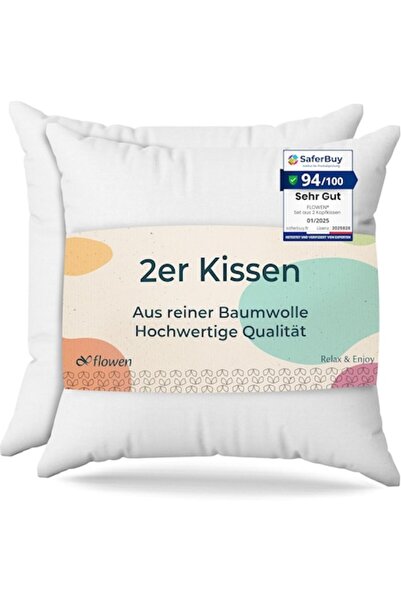 flowen Set 2 antiallergic pillows, For bed, Flowen, 30 x 50 cm, White