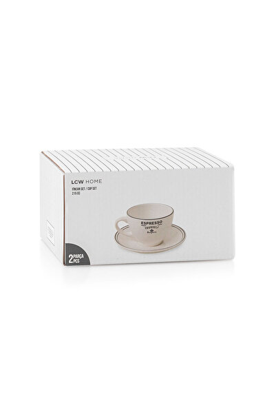 LC Waikiki Lcw Home Ecru Printed Ceramic Espresso Cup 215 ml