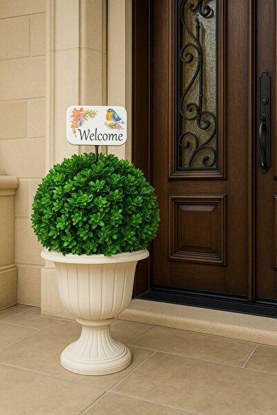 rosfloa rf Florya Decorative Front Door Welcome Flower Pot – Entrance Decor 60 cm