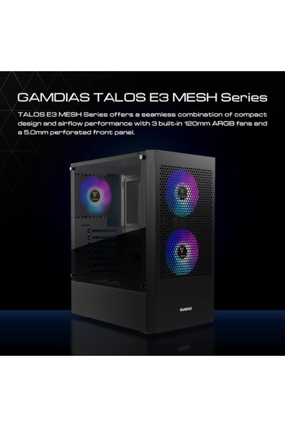 gamdias Carcasa PC GAMDIAS, 3 Ventilatoare RGB 120mm Incluse, Middle Tower, ATX - CN