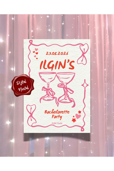 Dijital Nostal 10 Adet Bekarlığa Veda Kartı I Bride To Be Kartı Etkinlik Kart...