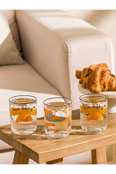 LC Waikiki طقم 3 أكواب زجاجية مطبوعة مختلطة 350 مل