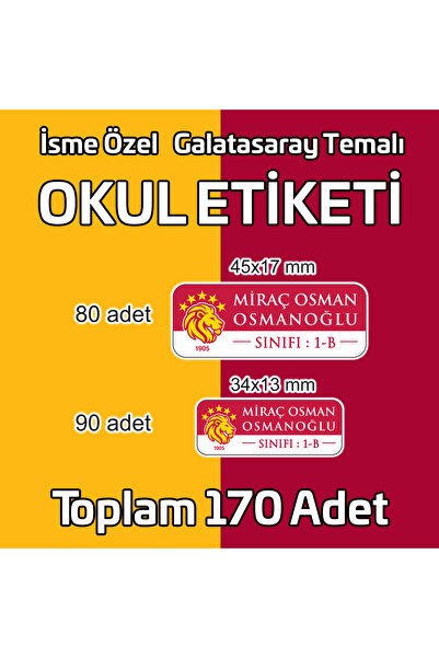 Mutluluga Davetiye Galatasaray Temalı Okul Etiketi Isme Özel 170 Adet (90 Ade...