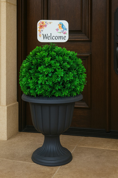 rosfloa rf Florya Decorative Front Door Welcome Flower Pot – Entrance Decor 60 cm