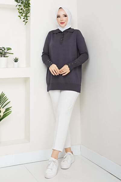 Pamuk Butik Γυναικείο Πλεκτό Μερσεριζέ με Λεπτομέρεια Πέτρας