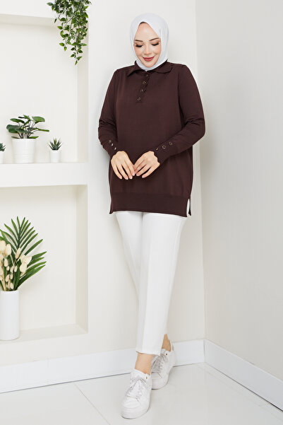 Pamuk Butik Women's Mercerized Knitwear Tunic with Stone Detail