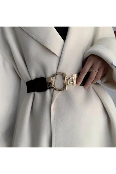 Mynoa Gold Buckle Elastic Women's Belt Coat Belt,