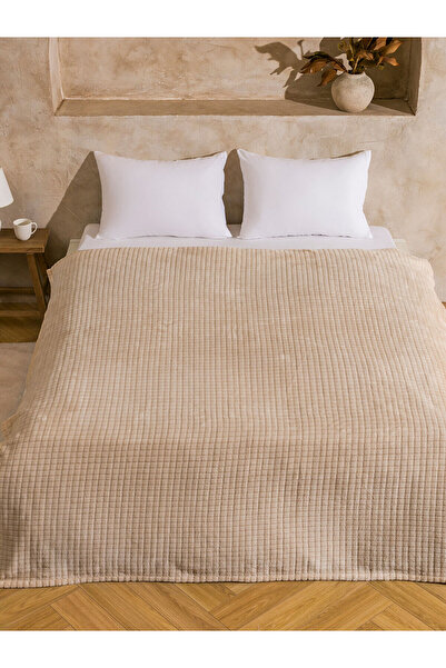 LC Waikiki Бежеве двоспальне плюшеве ковдру 200x220 см