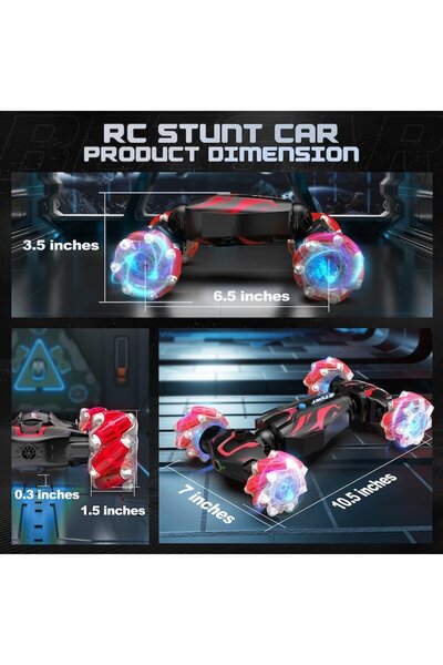 BEZGAR Remote-Controlled Car for Kids, 4x4 Drive, LED Lighting, Red